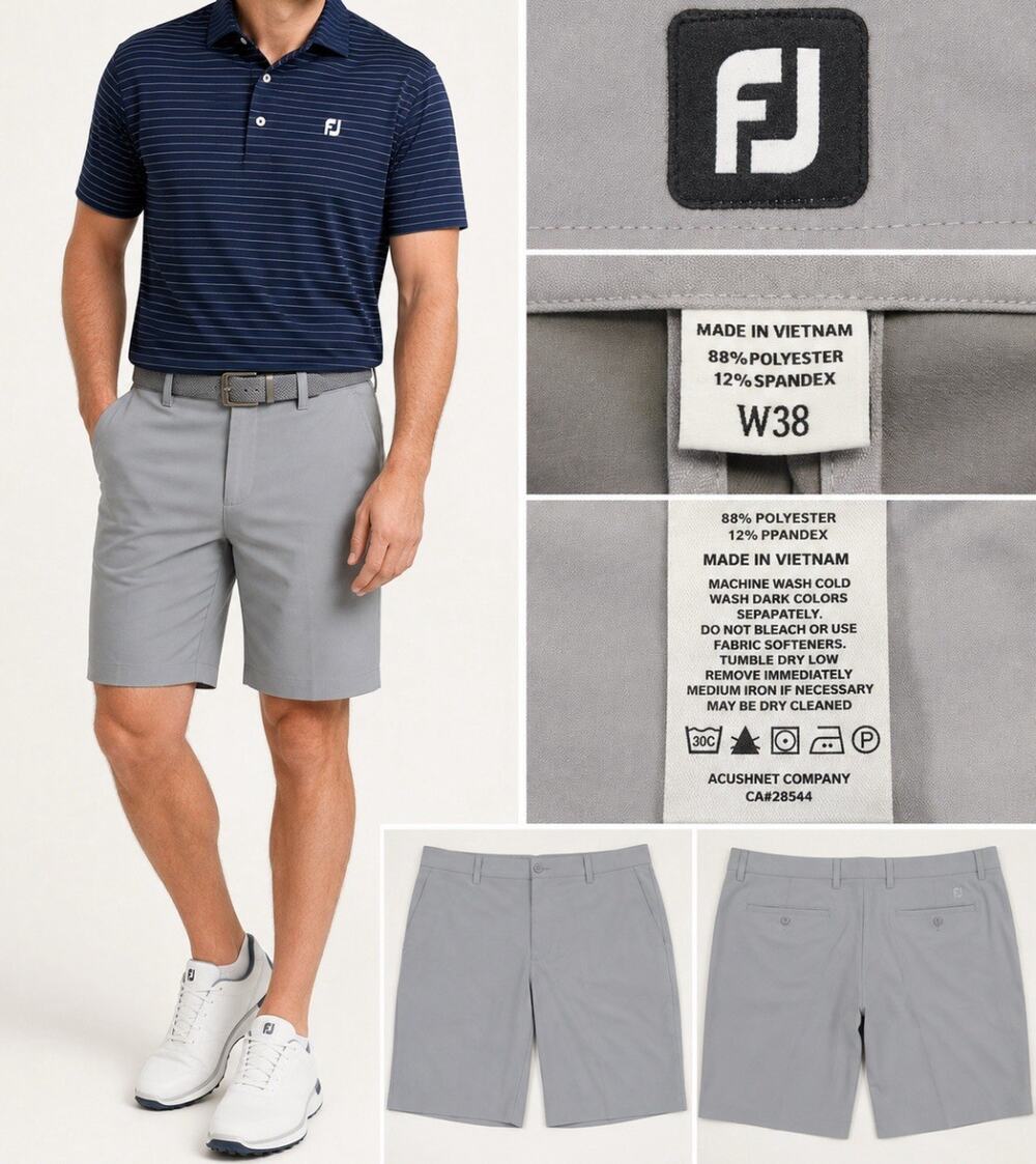 Preppy Country Club Resort FootJoy Golf Shorts Size 38 Gray Performance Stretch